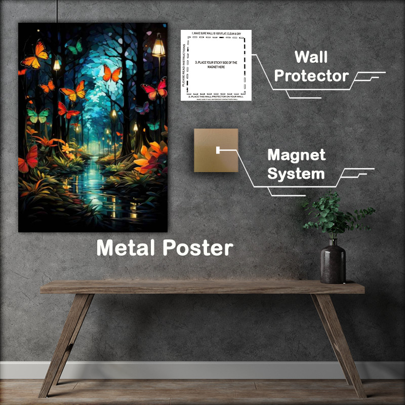 Buy Metal Poster : (Butterflies in the enchanted woodland)