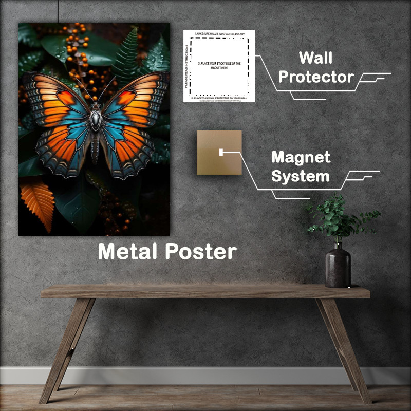 Buy Metal Poster : (Butterfly with green foliage)