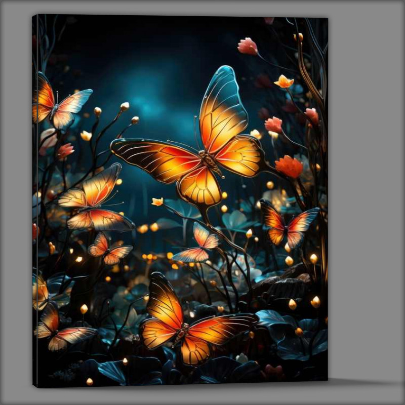 Buy Canvas : (Butterflys flying at night)