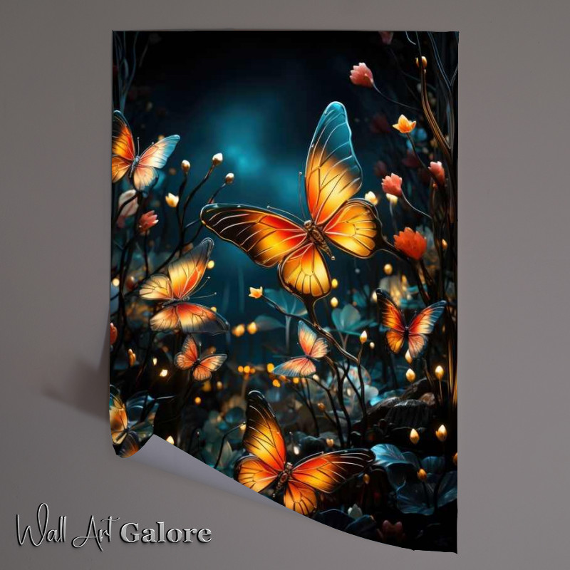 Buy Unframed Poster : (Butterflys flying at night)
