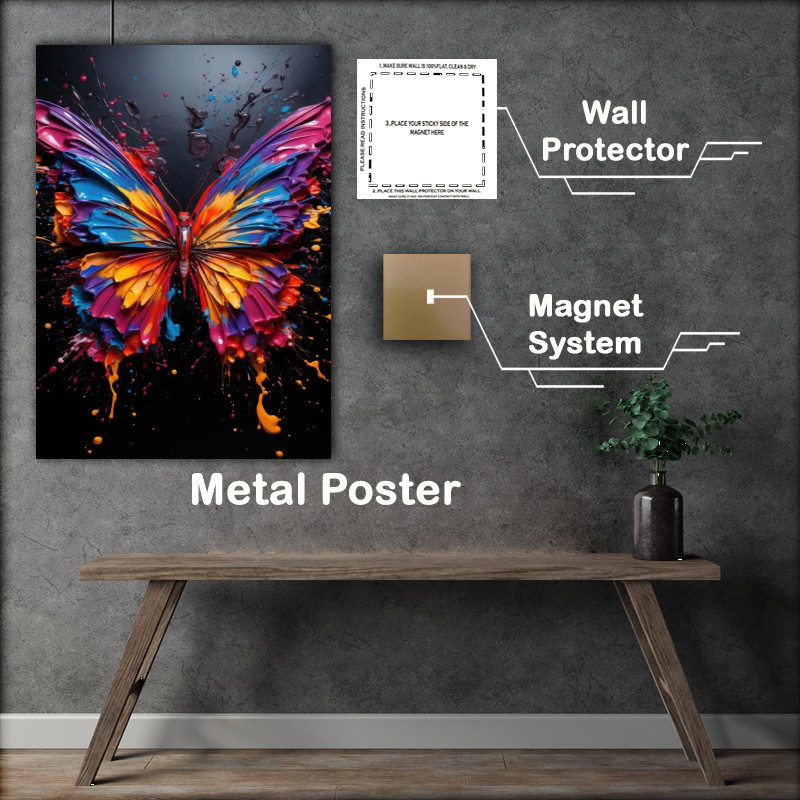 Buy Metal Poster : (Coloureed Butterfly with dark background)