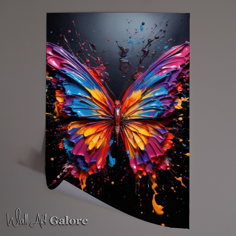 Buy Unframed Poster : (Coloureed Butterfly with dark background)