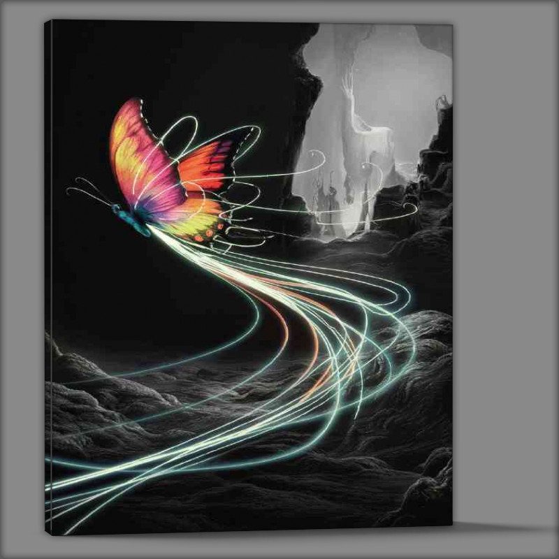 Buy Canvas : (Conceptual Butterfly leaving shimmering lights)