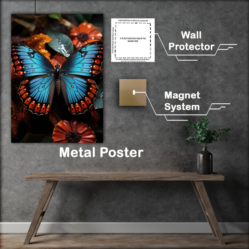 Buy Metal Poster : (Magestic coloures blues butterfly)