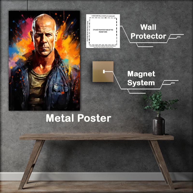 Buy Metal Poster : (Bruce Willis Very colourful)