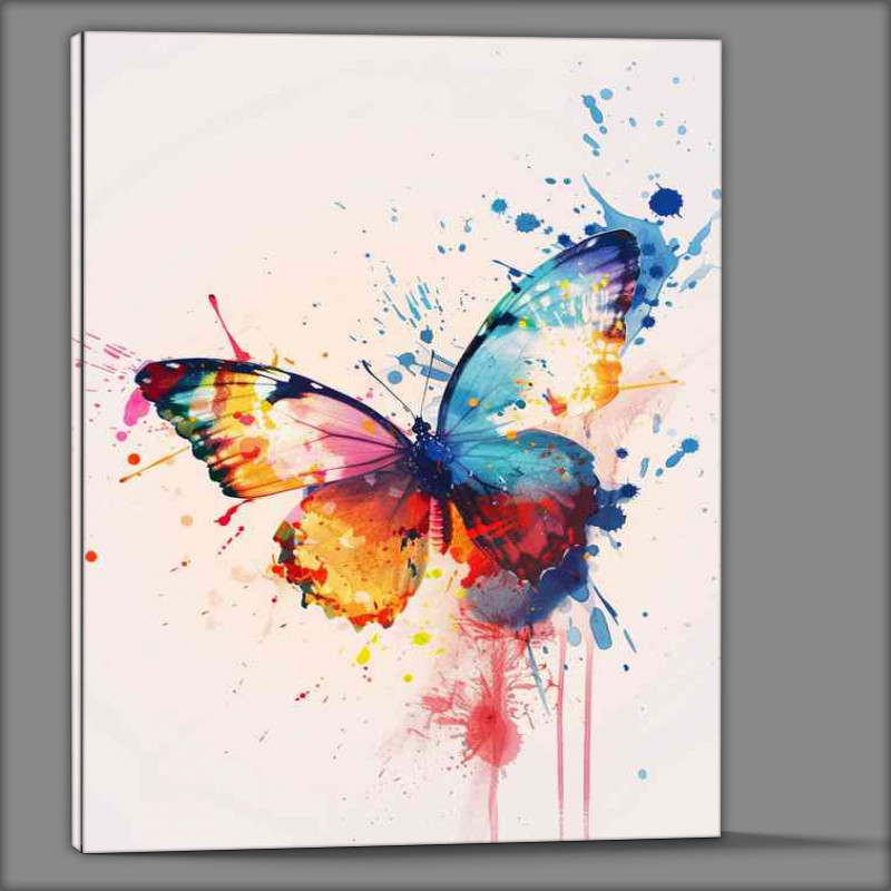 Buy Canvas : (Watercolour coloured Butterfly splashed art)