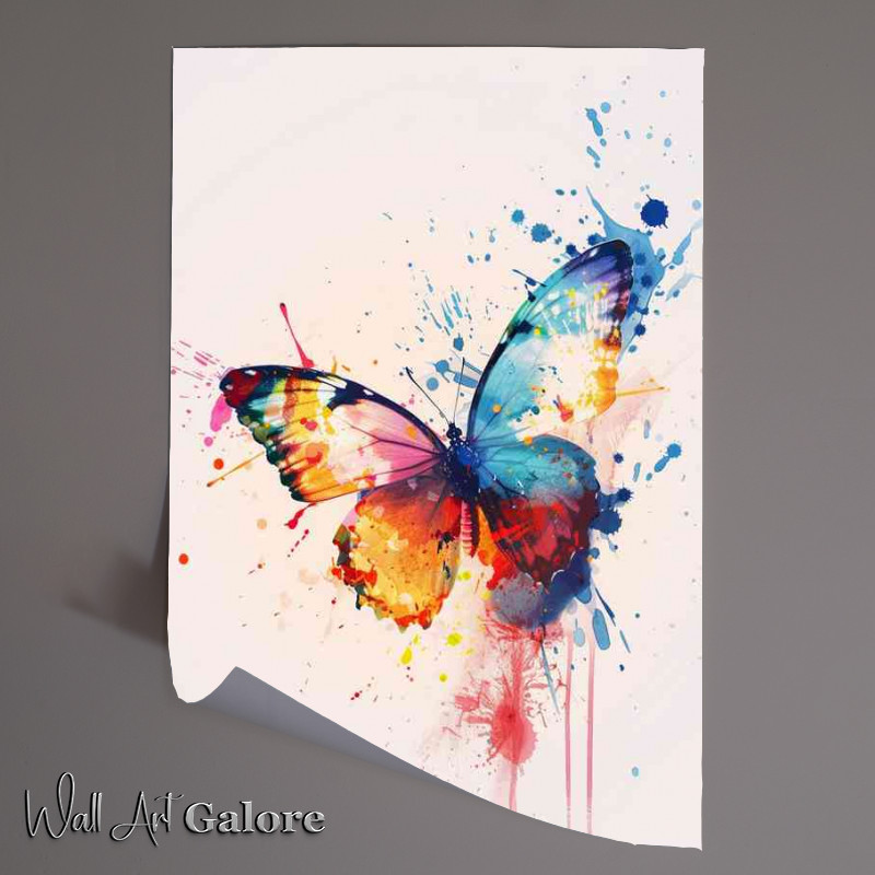 Buy Unframed Poster : (Watercolour coloured Butterfly splashed art)