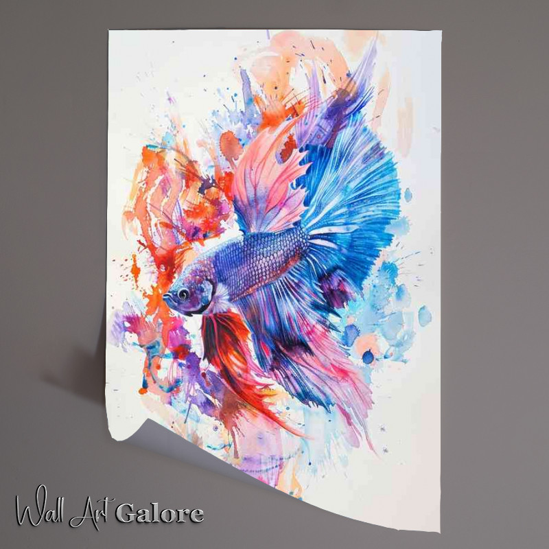 Buy Unframed Poster : (A Betta fish in painted watercolours style)