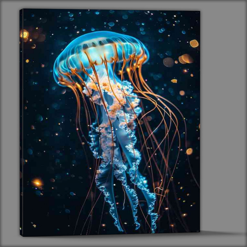 Buy Canvas : (A Single Blue and glod jellyfish)