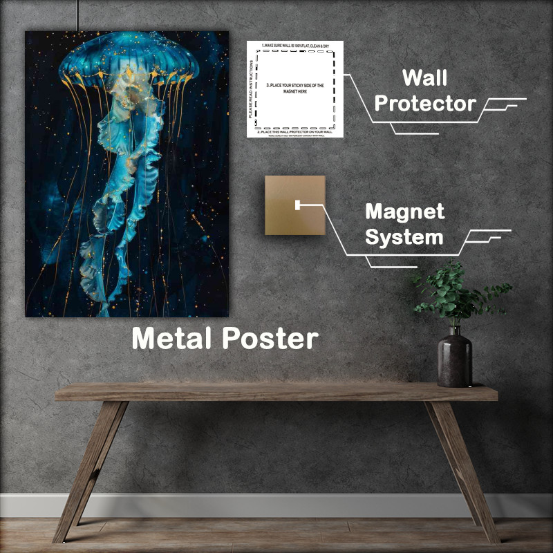 Buy Metal Poster : (A Watercolour blue coloured Jellyfish)