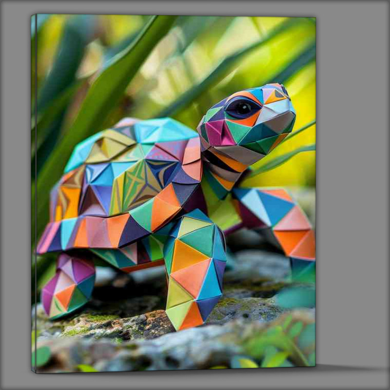 Buy Canvas : (A cute little turtle with colorful geometric patterns)