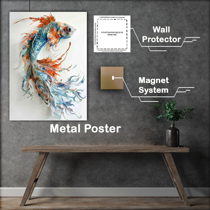 Buy Metal Poster : (A painting style of a betta fish in watercolor)