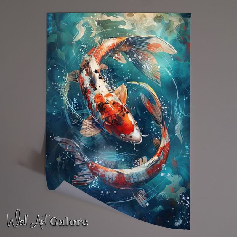Buy Unframed Poster : (Beautiful water painting of a fish a pair of Koi carps)