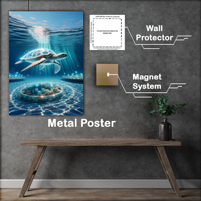 Buy Metal Poster : (Bio engineered turtle with a crystalline shell)