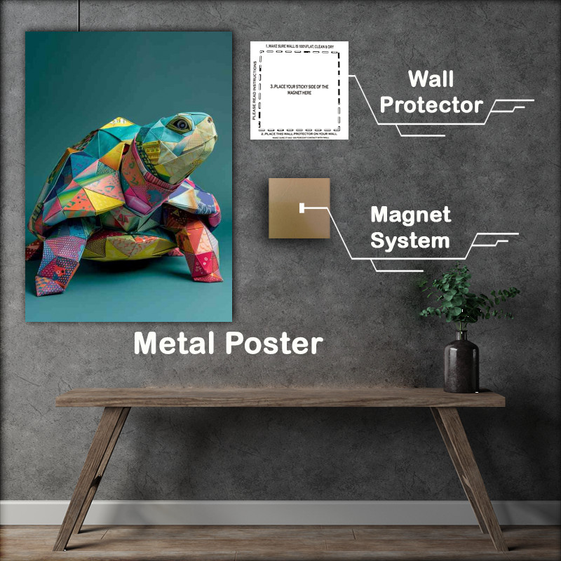 Buy Metal Poster : (Geometric patterns of various colors covering the Turtles shell)