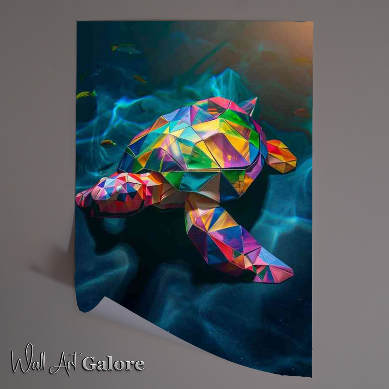 Buy Unframed Poster : (Geometric turtle origami colorfull)