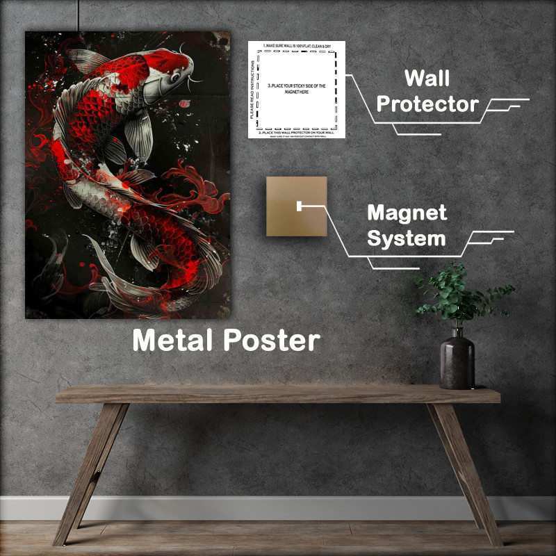 Buy Metal Poster : (Japanese Koi in stunning red and black)