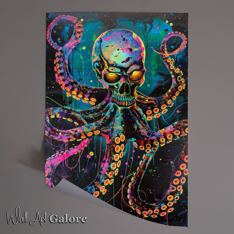 Buy Unframed Poster : (Octopus is shown with glowing tentacles and eyes)