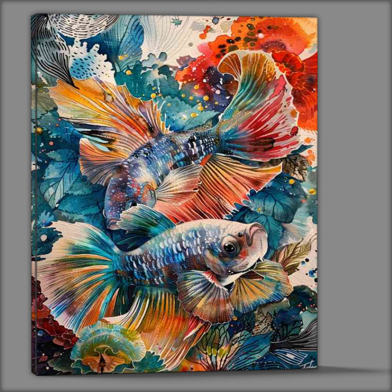 Buy Canvas : (Siamese fighting fish painted style)