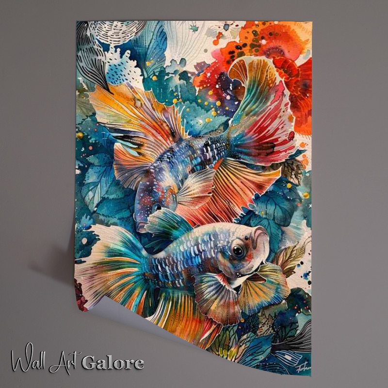 Buy Unframed Poster : (Siamese fighting fish painted style)
