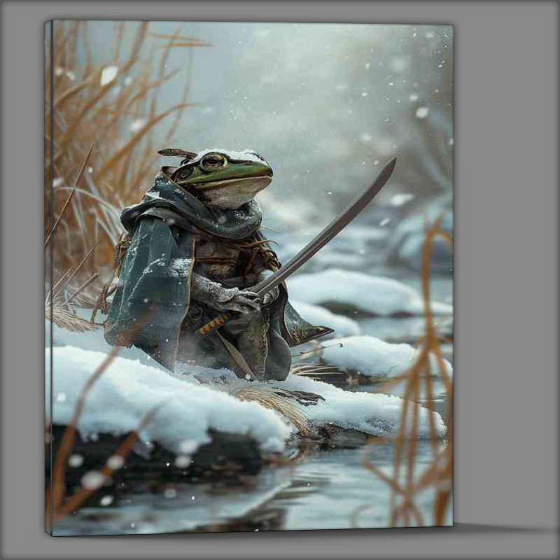 Buy Canvas : (A Frog with as sword in the snow)