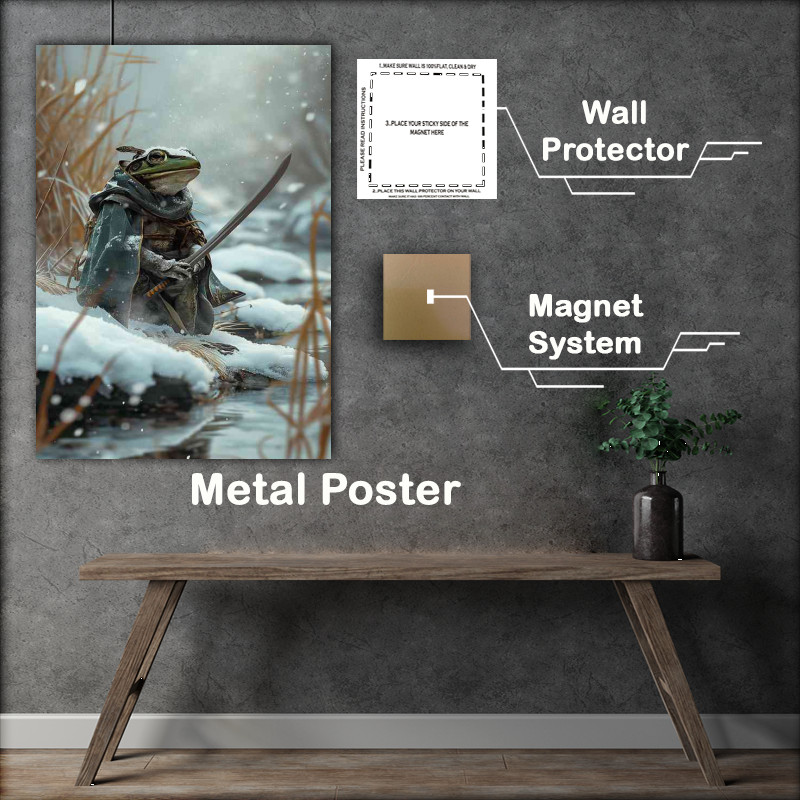Buy Metal Poster : (A Frog with as sword in the snow)