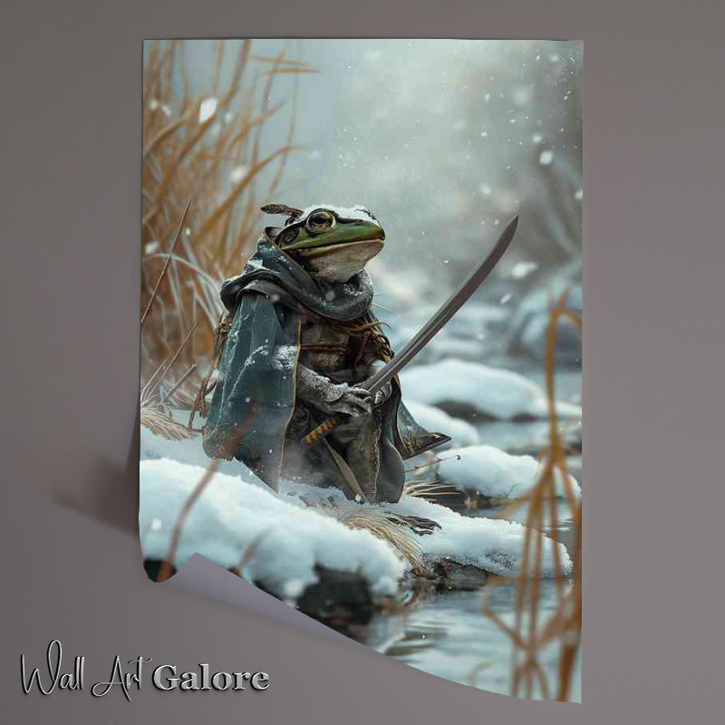 Buy Unframed Poster : (A Frog with as sword in the snow)
