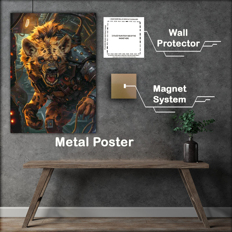 Buy Metal Poster : (Angry Hyena with amour battle ready)