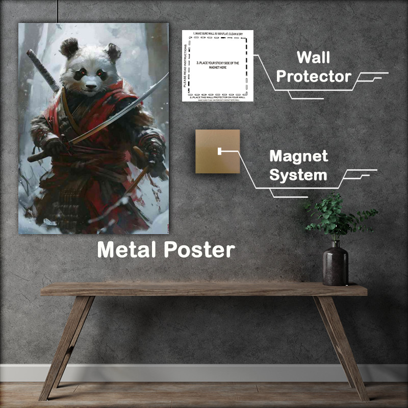 Buy Metal Poster : (Asian panda bear holds two swords)