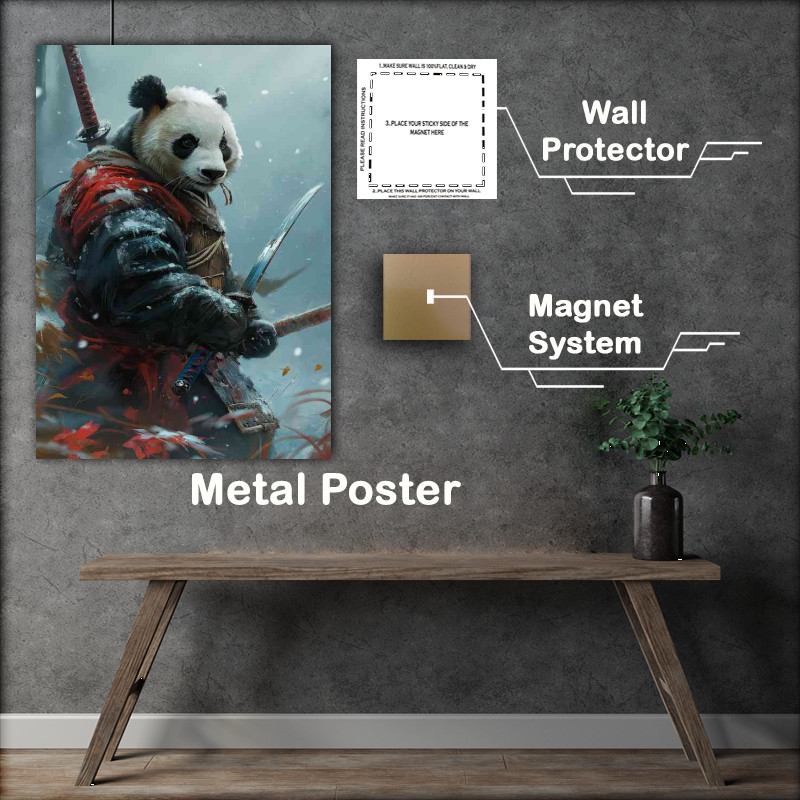Buy Metal Poster : (Asian panda bear in samurai style)