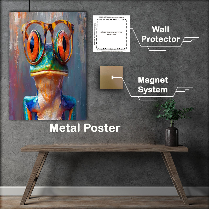 Buy Metal Poster : (Brainy frog with specs on)