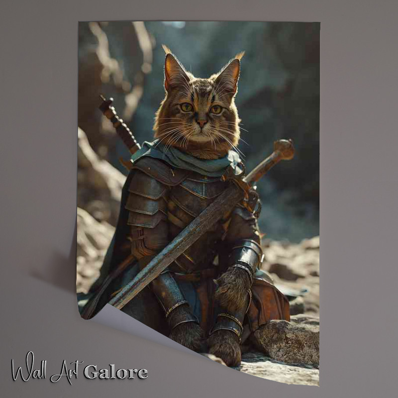 Buy Unframed Poster : (Cat in amour with two swords)