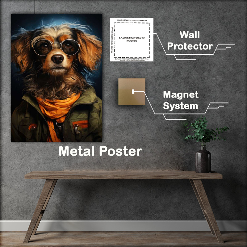 Buy Metal Poster : (Little Dog ready for school)