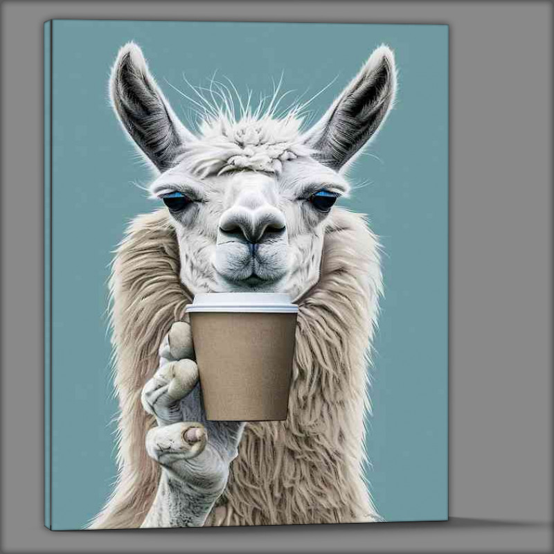 Buy Canvas : (Llama and a coffee to go)