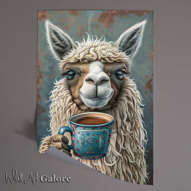 Buy Unframed Poster : (Llama enjoying a coffee break)