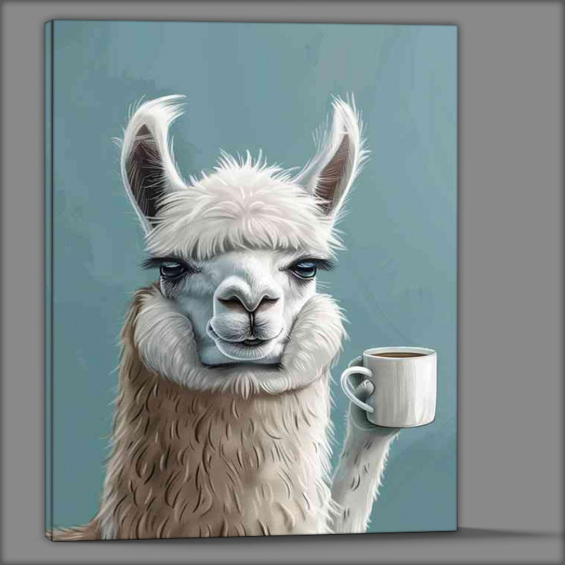 Buy Canvas : (Llama waking up to her coffee)