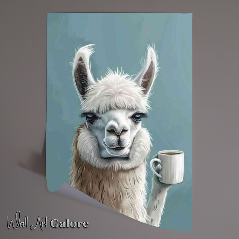 Buy Unframed Poster : (Llama waking up to her coffee)