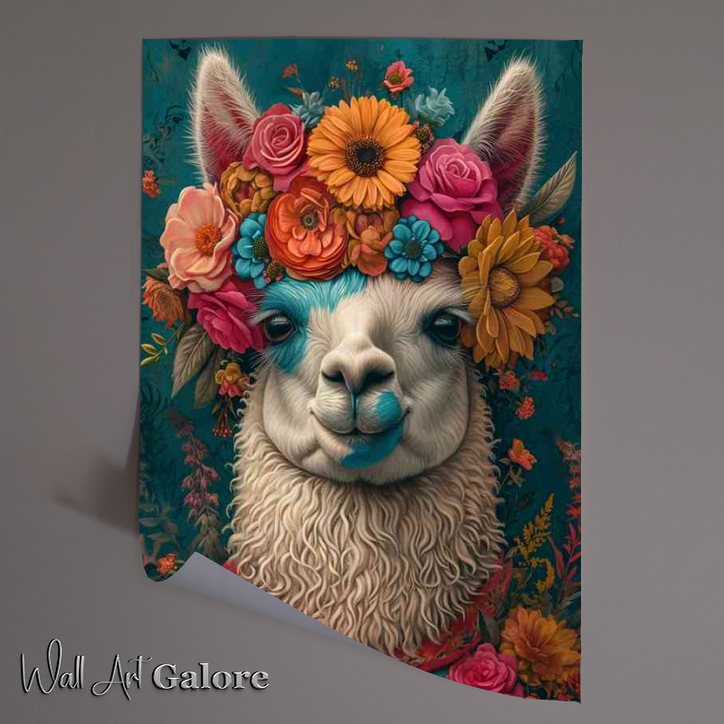 Buy Unframed Poster : (Llama with a flowered headband on)
