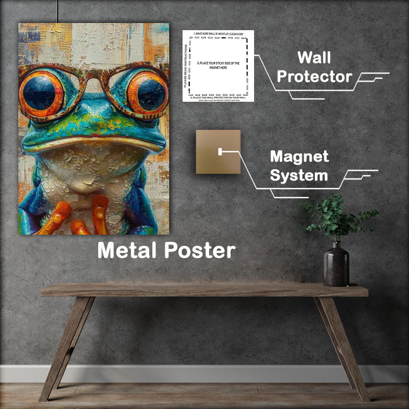 Buy Metal Poster : (Painting of a frog in glasses)