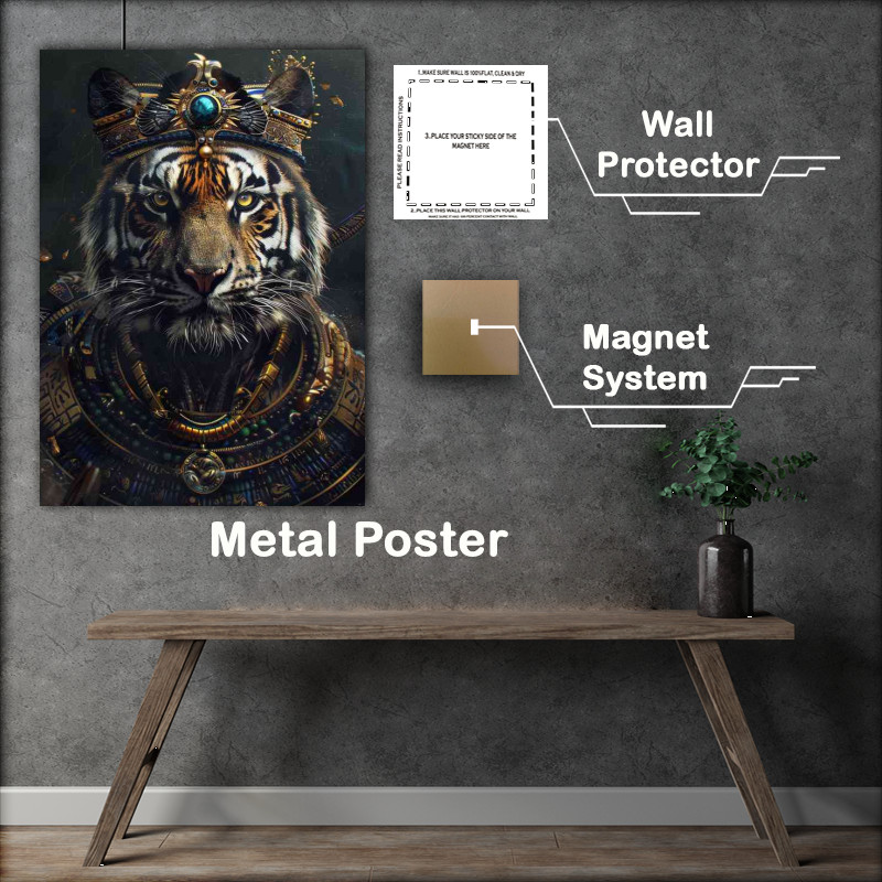Buy Metal Poster : (Tiger with a crown and some ancient decorations)