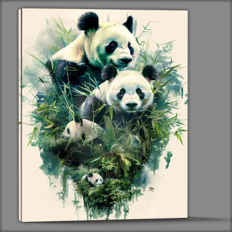 Buy Canvas : (A Family of Pandas double exposure)