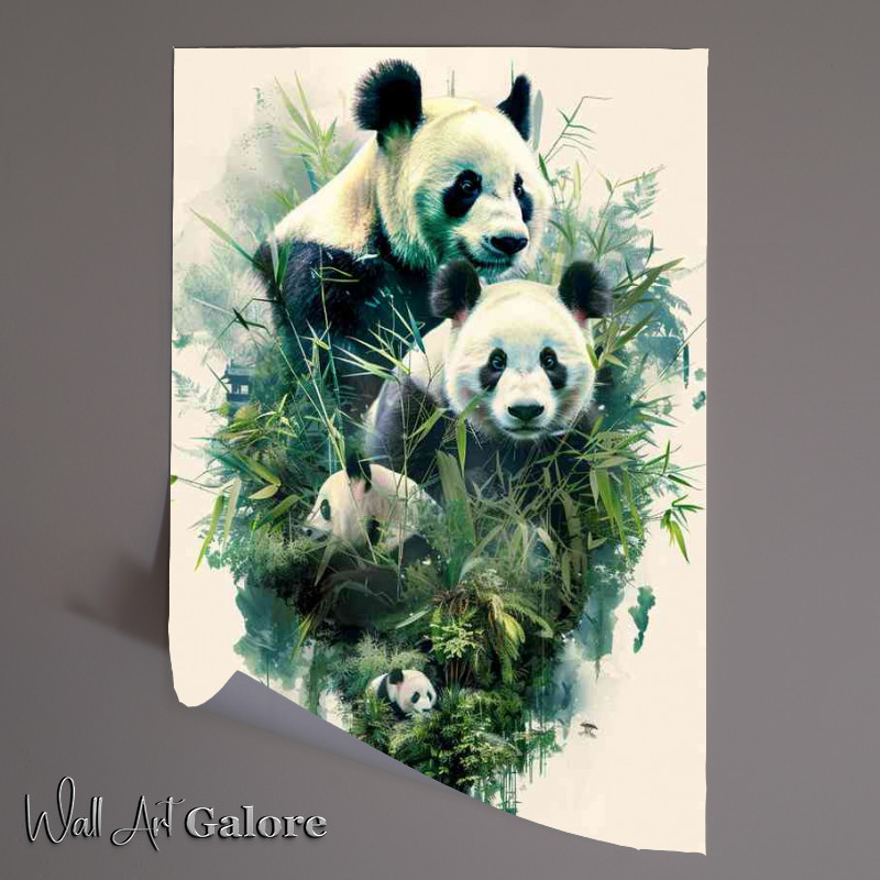 Buy Unframed Poster : (A Family of Pandas double exposure)