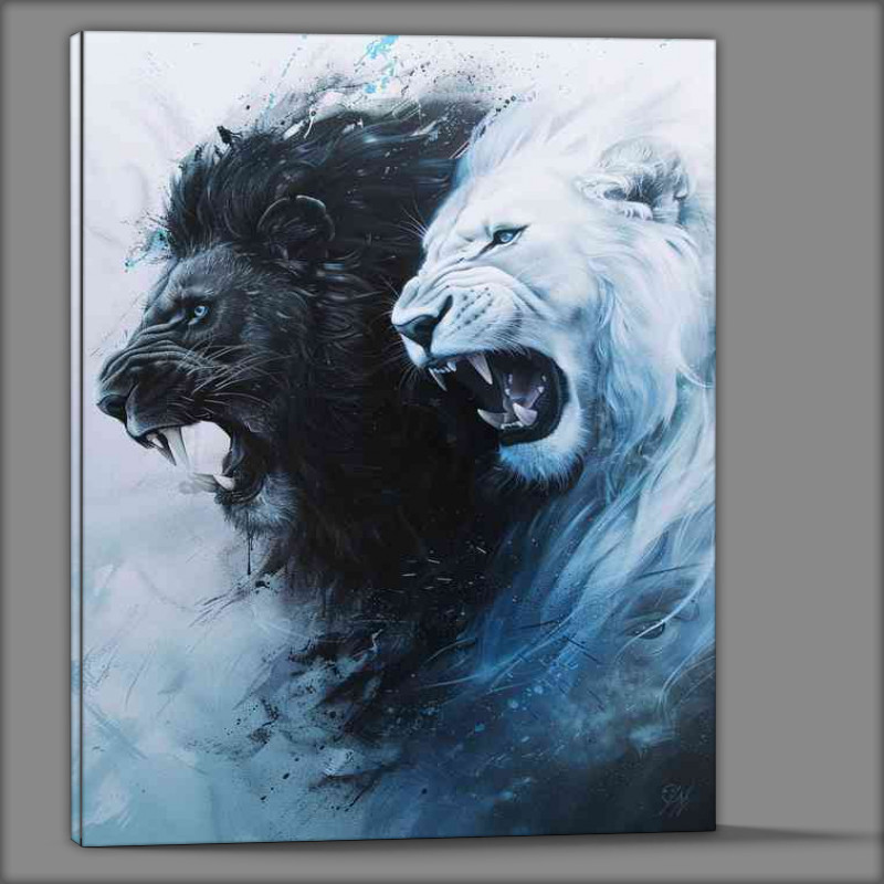 Buy Canvas : (A pair of black and white Tigers)