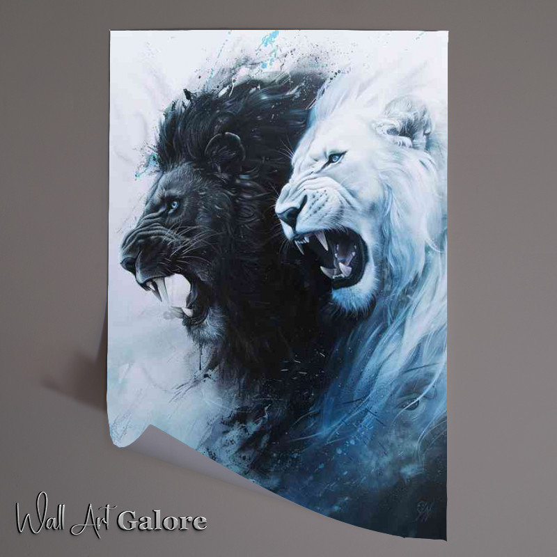 Buy Unframed Poster : (A pair of black and white Tigers)