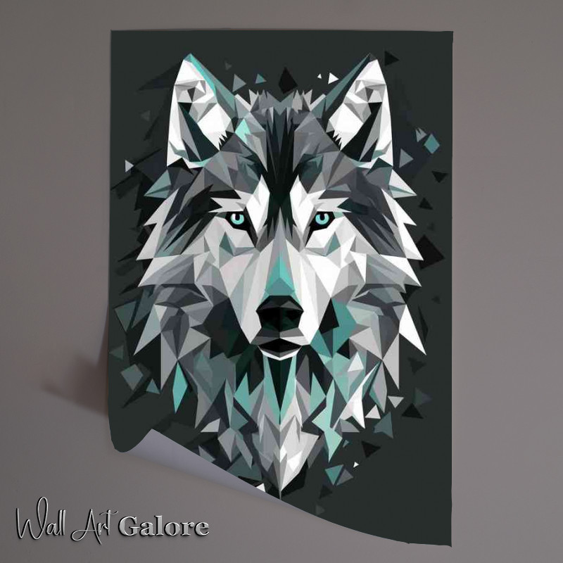 Buy Unframed Poster : (Abstract blue and white Wolf)