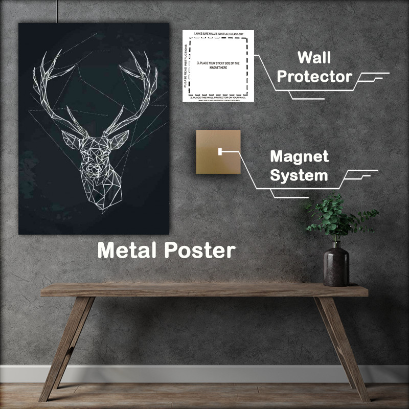 Buy Metal Poster : (Abstract geometric a Deer head)