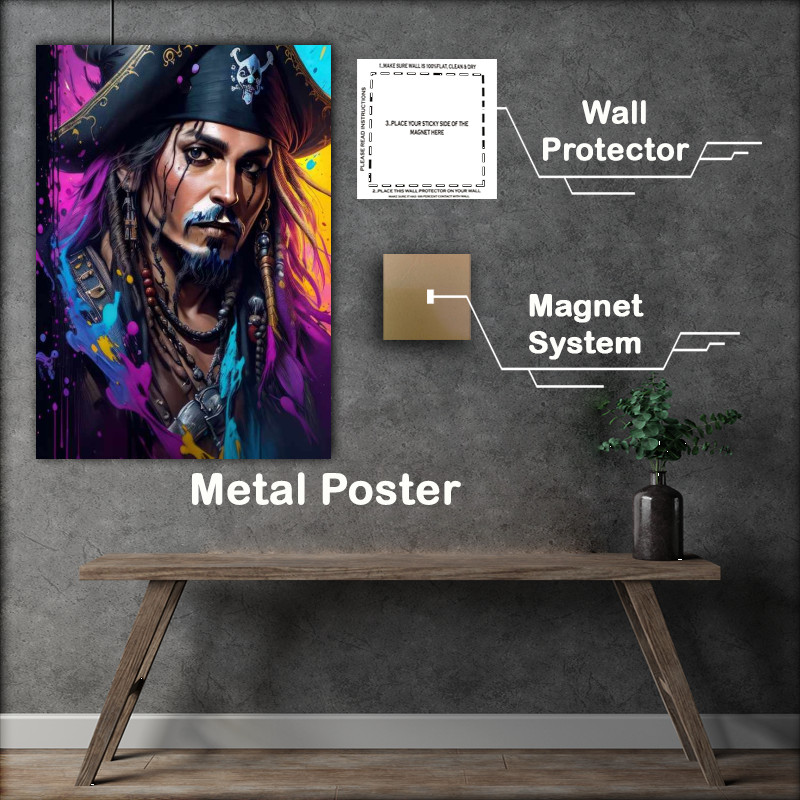 Buy Metal Poster : (Captain Jonny Depp Splash art style)
