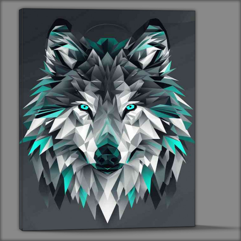 Buy Canvas : (Abstract geometric wolf design dark grey background)