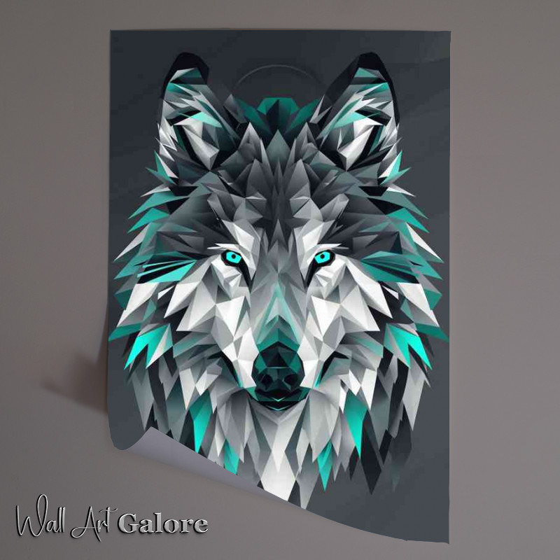 Buy Unframed Poster : (Abstract geometric wolf design dark grey background)