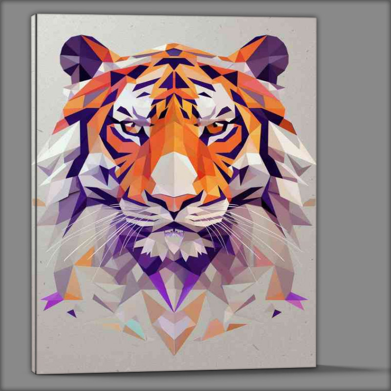 Buy Canvas : (Abstract white Tiger composed of geometric shapes)